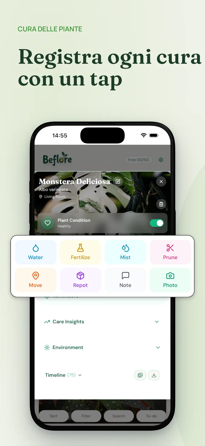 Screenshot dell'app Beflore 2