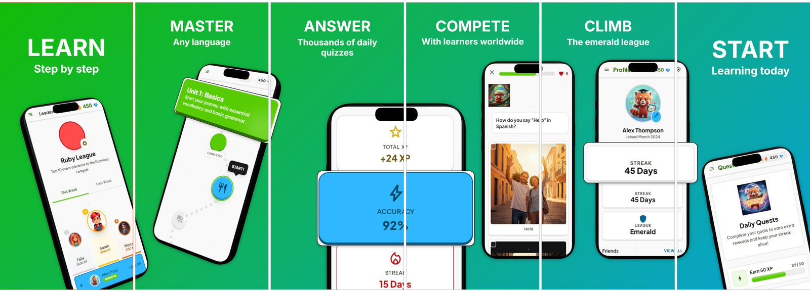 Language Learning, full 6-panel carousel